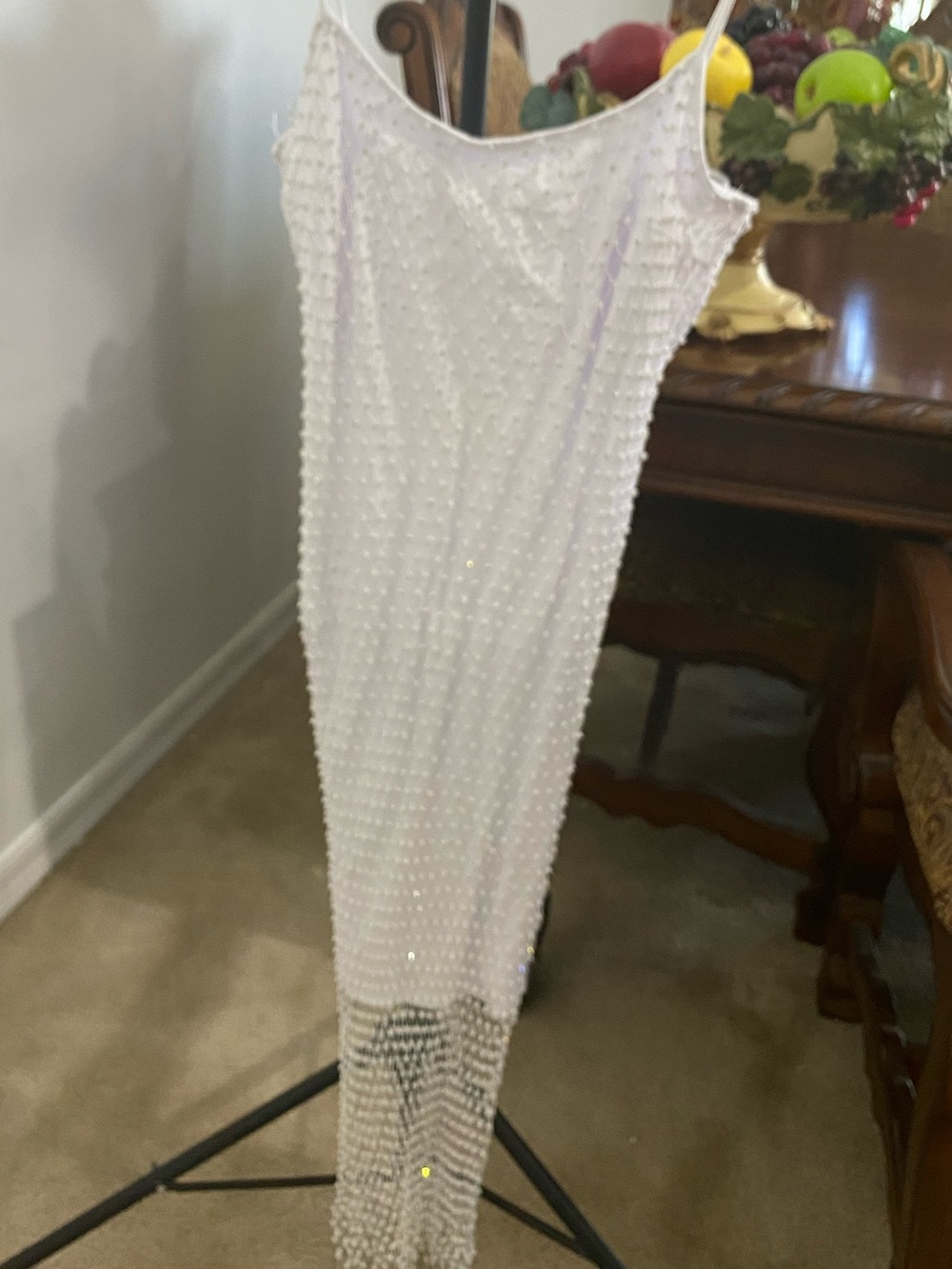 Hot & Delicious White Beaded Midi Dress with Fringe